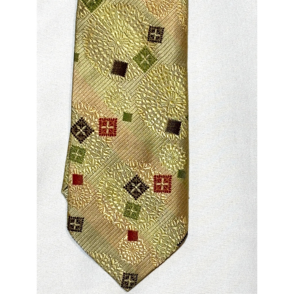 Vintage‎ Connoisseur Italian Embroidered paisley artsy MCM Textured Tie golds